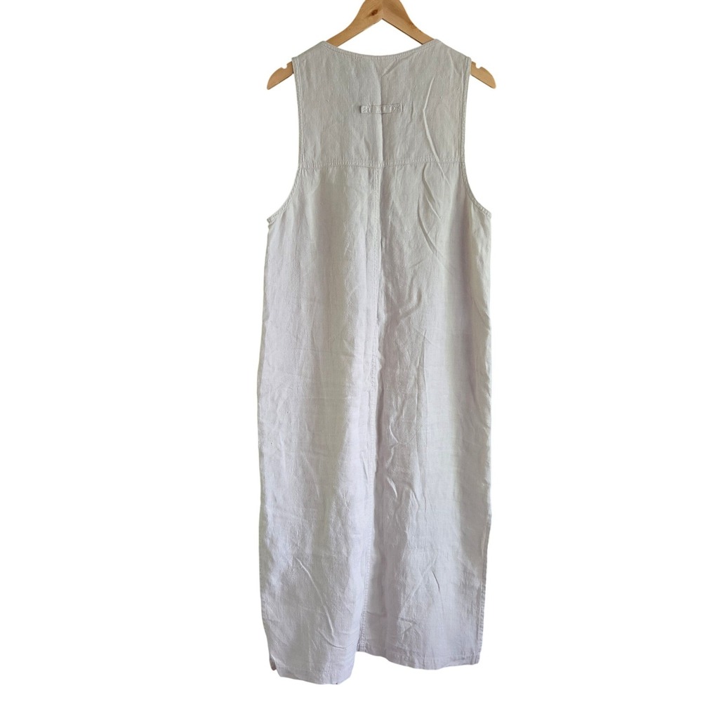 Chico's Platinum Linen Maxi Dress Oatmeal Beige Button Front Sleeveless Sz 1 Med - Picture 3 of 10